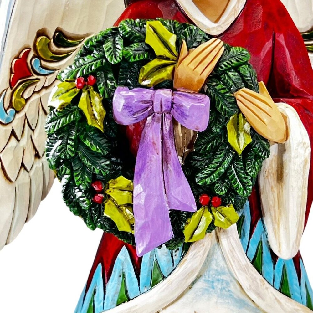 Jim Shore CHRISTMAS JOY IS EVERGREEN 10" Angel Figurine Wreath 2015 Original Box - Picture 9 of 13